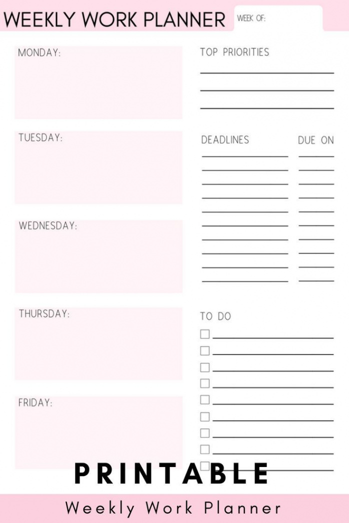 Weekly Work Planner Weekly Planner Work Organizer Work - Etsy