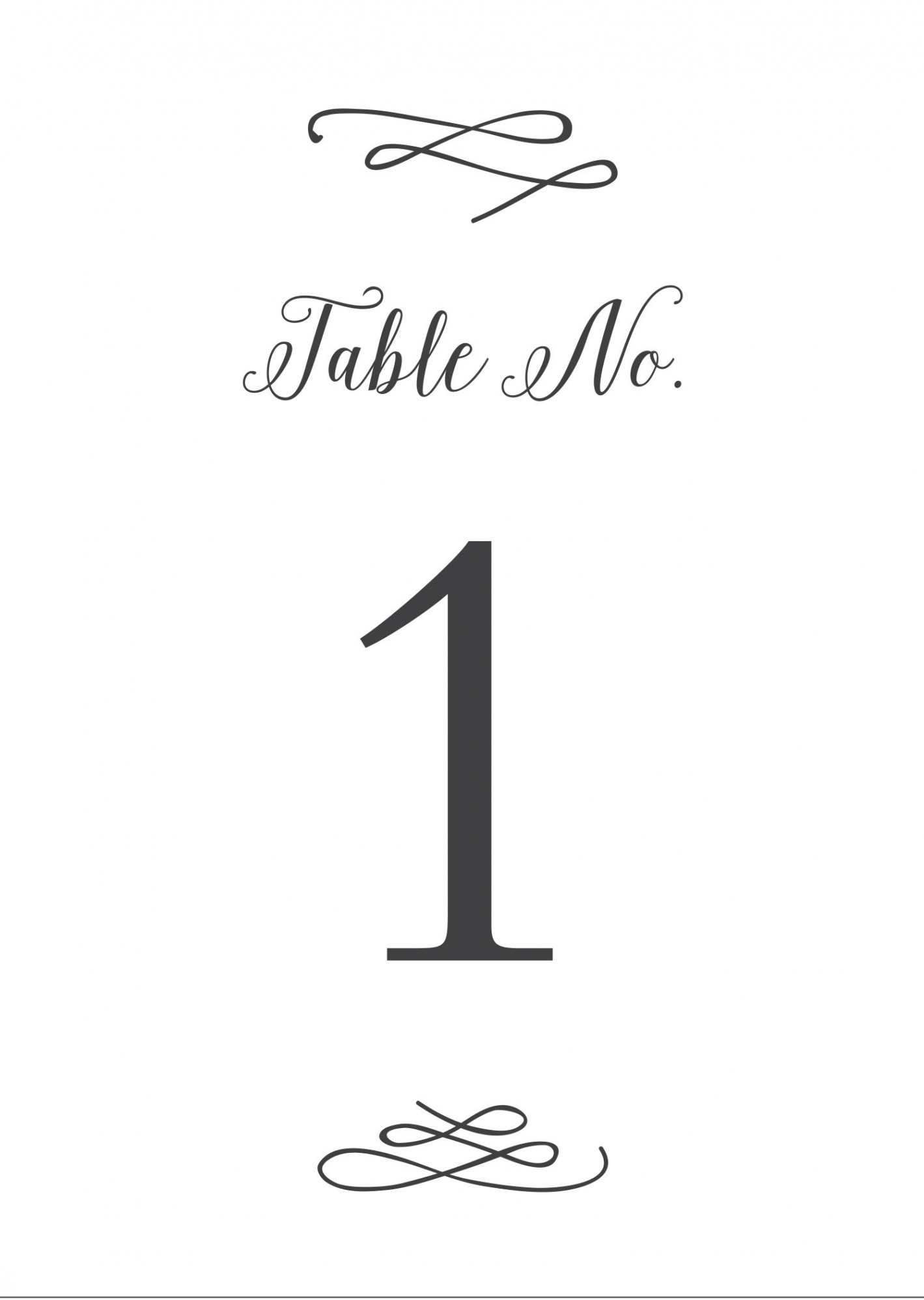 Whimsical Calligraphy Table Numbers Printable