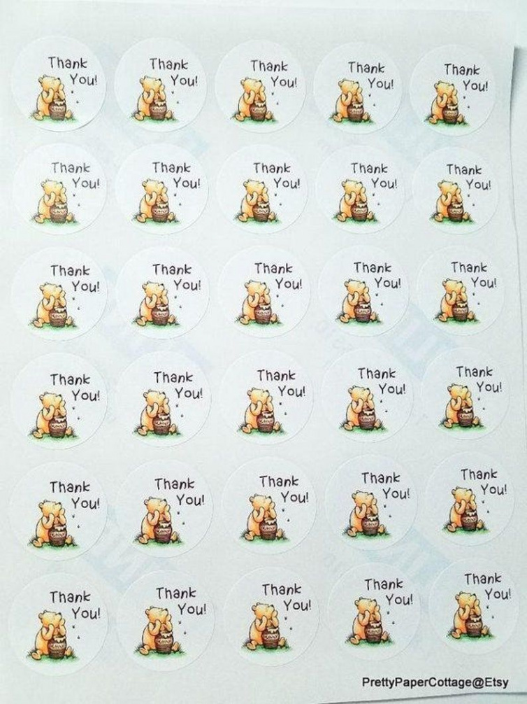 Winnie the Pooh Thank You Stickers NO JARS STICKERS Only - Etsy