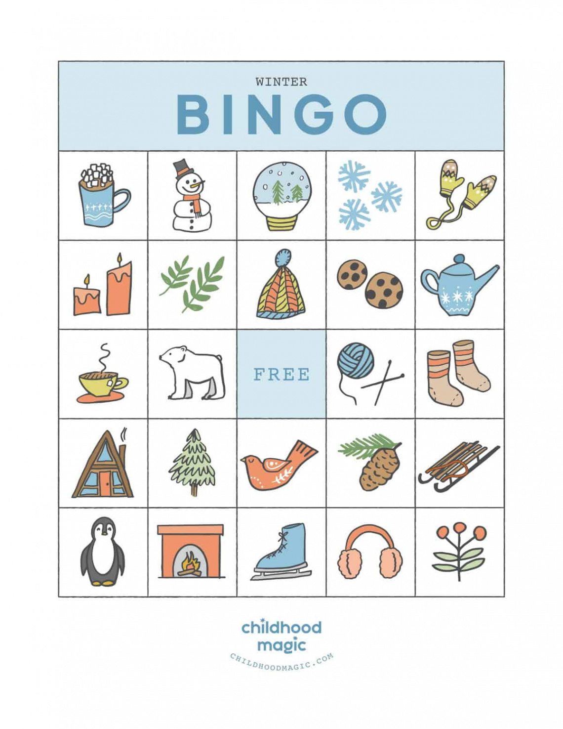 Winter Bingo Printable Game - Childhood Magic