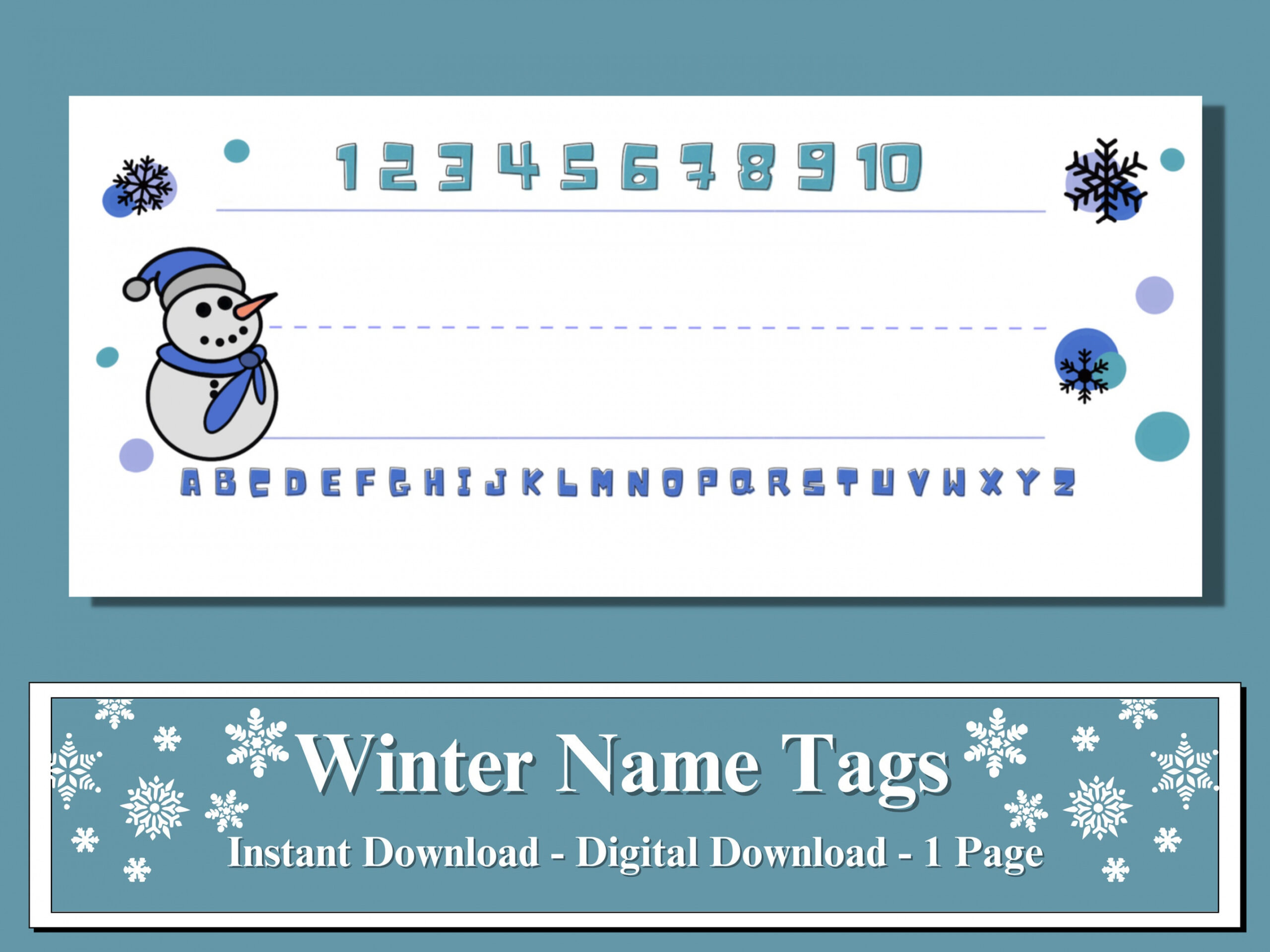 Winter Name Tags Instant Download Winter Printable - Etsy