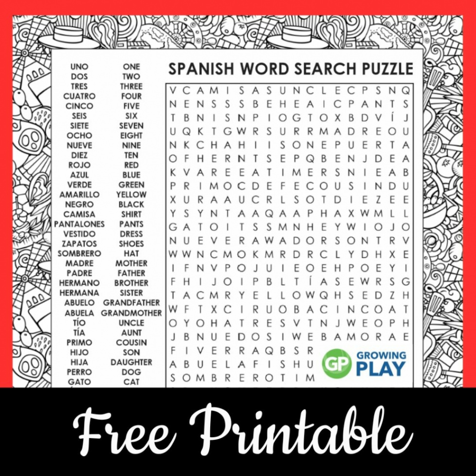 Word Search Spanish Printable - FREE - Growing Play