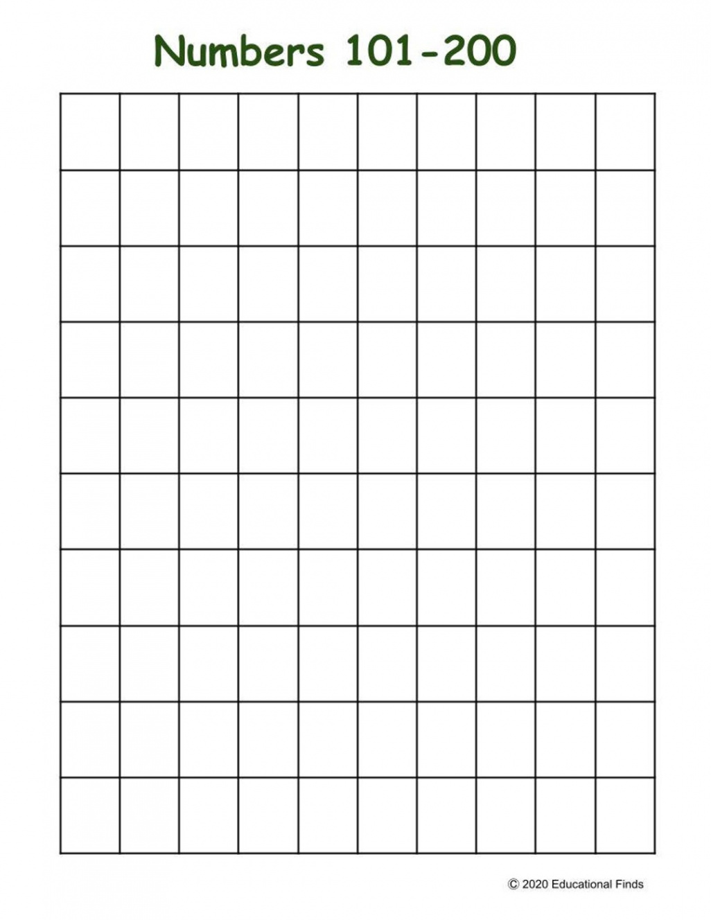 Zahlen - blanko  Hundred Chart Homeschool - Etsy