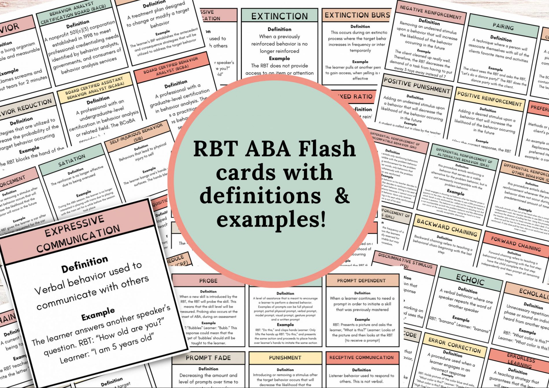 ABA RBT Examples Definitions Flash Cards - Etsy Israel