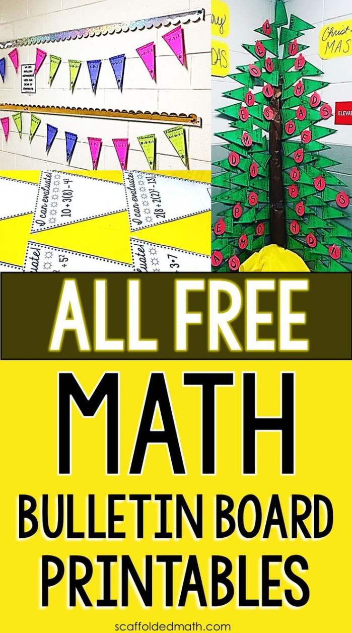 Absolutely Free Math Bulletin Board Printables  Middle school