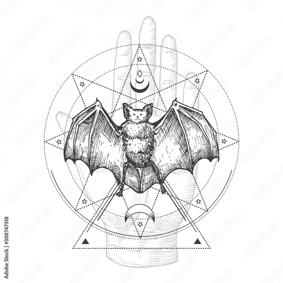 Abstract Occult Symbol, Vintage Style Logo or Tattoo Template