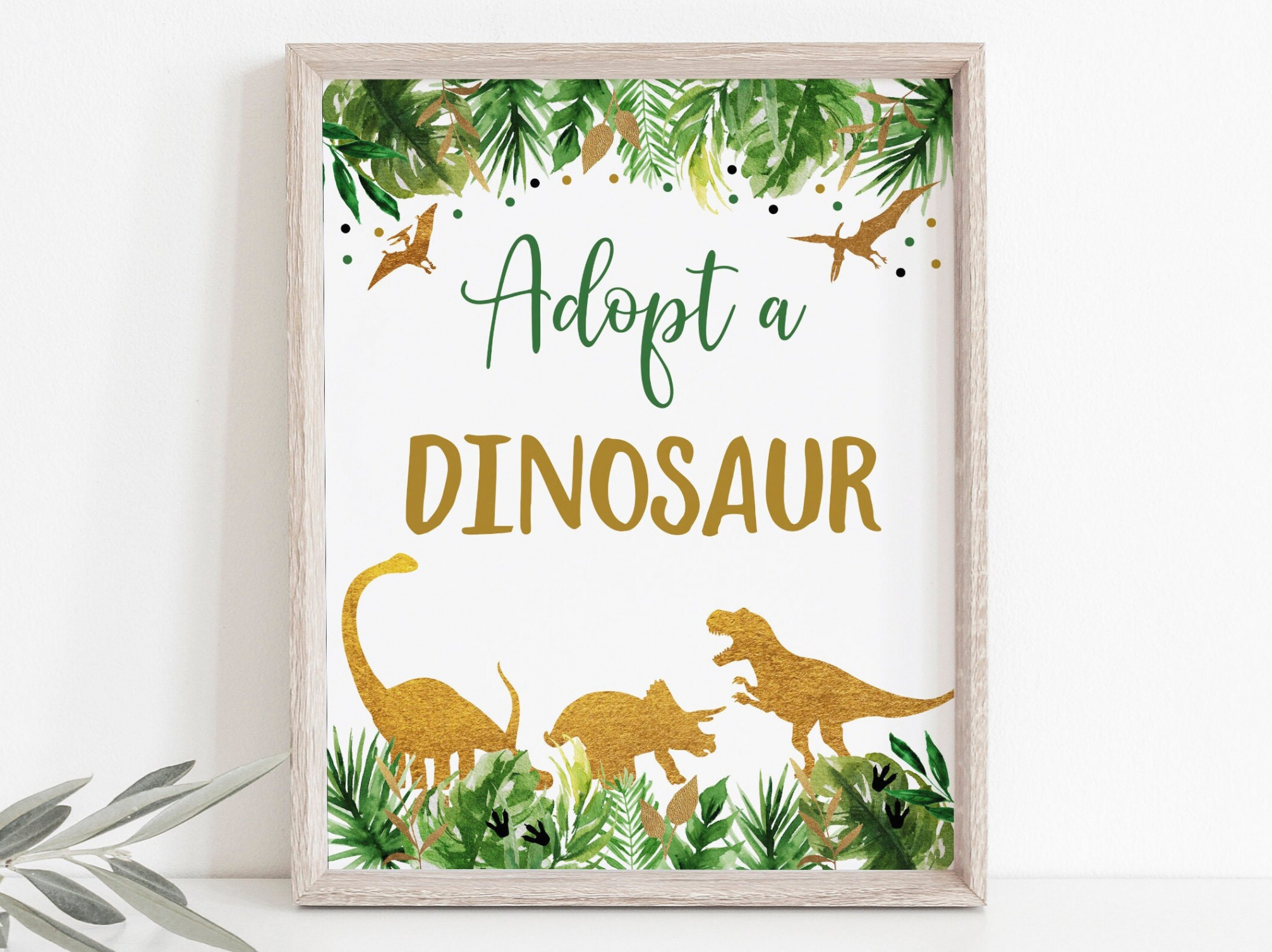 Adopt A Dinosaur Birthday Sign, Dinosaur Birthday Party, Gold Dinosaur,  Dinosaur Safari, Dinosaur Party Favor Sign, Printable Digital A