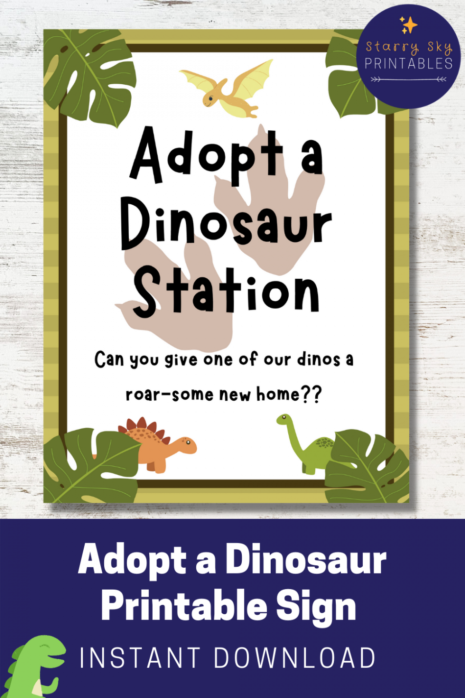 Adopt a Dinosaur Printable Sign and Certificate Dinosaur - Etsy UK
