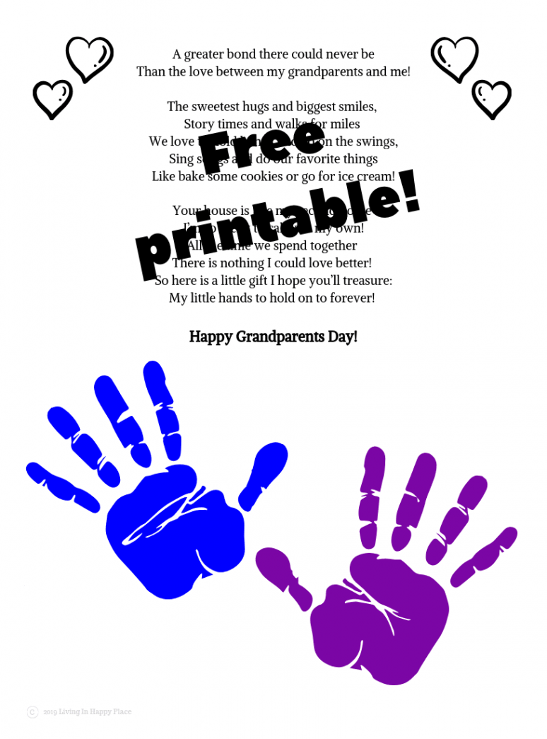 Adorable Fingerprint poem for Grandparents Day from kids! Free