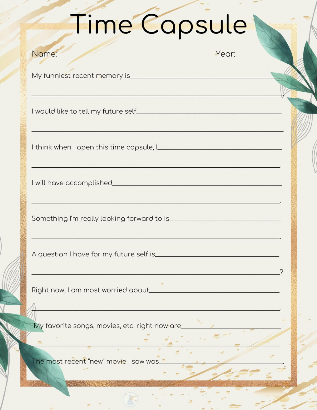 Adult Time Capsule [Printable] - This Blue Dress