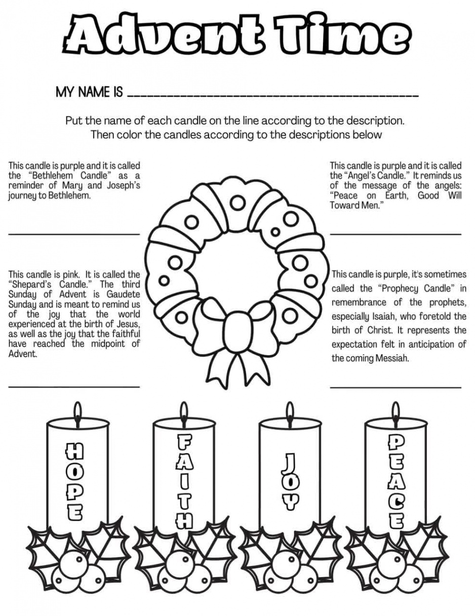 Advent Time Coloring Page for Kids Catholic Activities for - Etsy