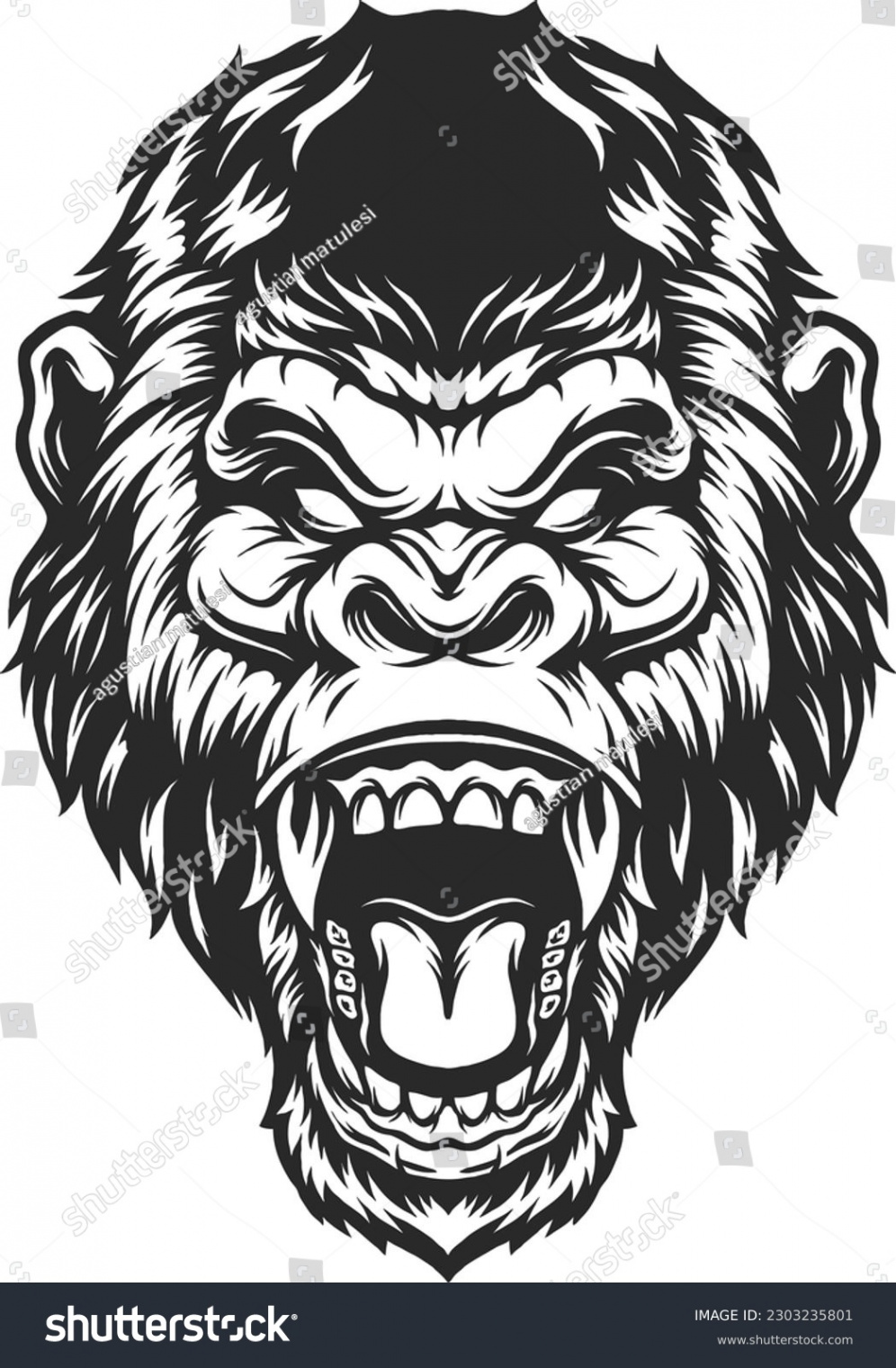 Angry Gorilla Vector Image Design Illustration Stock Vector