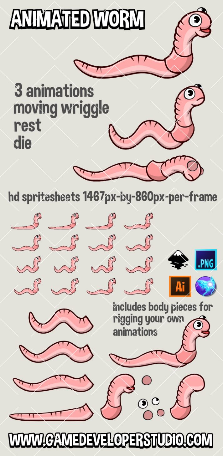 Animated worm  Animation, Worms, Character design