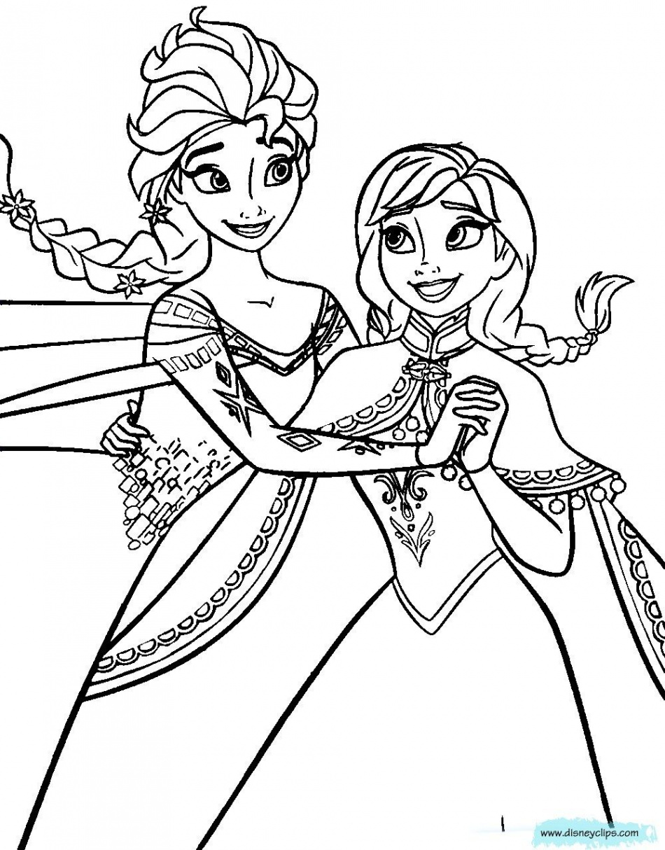 Anna And Elsa Coloring Pages Disney Frozen Printable Coloring