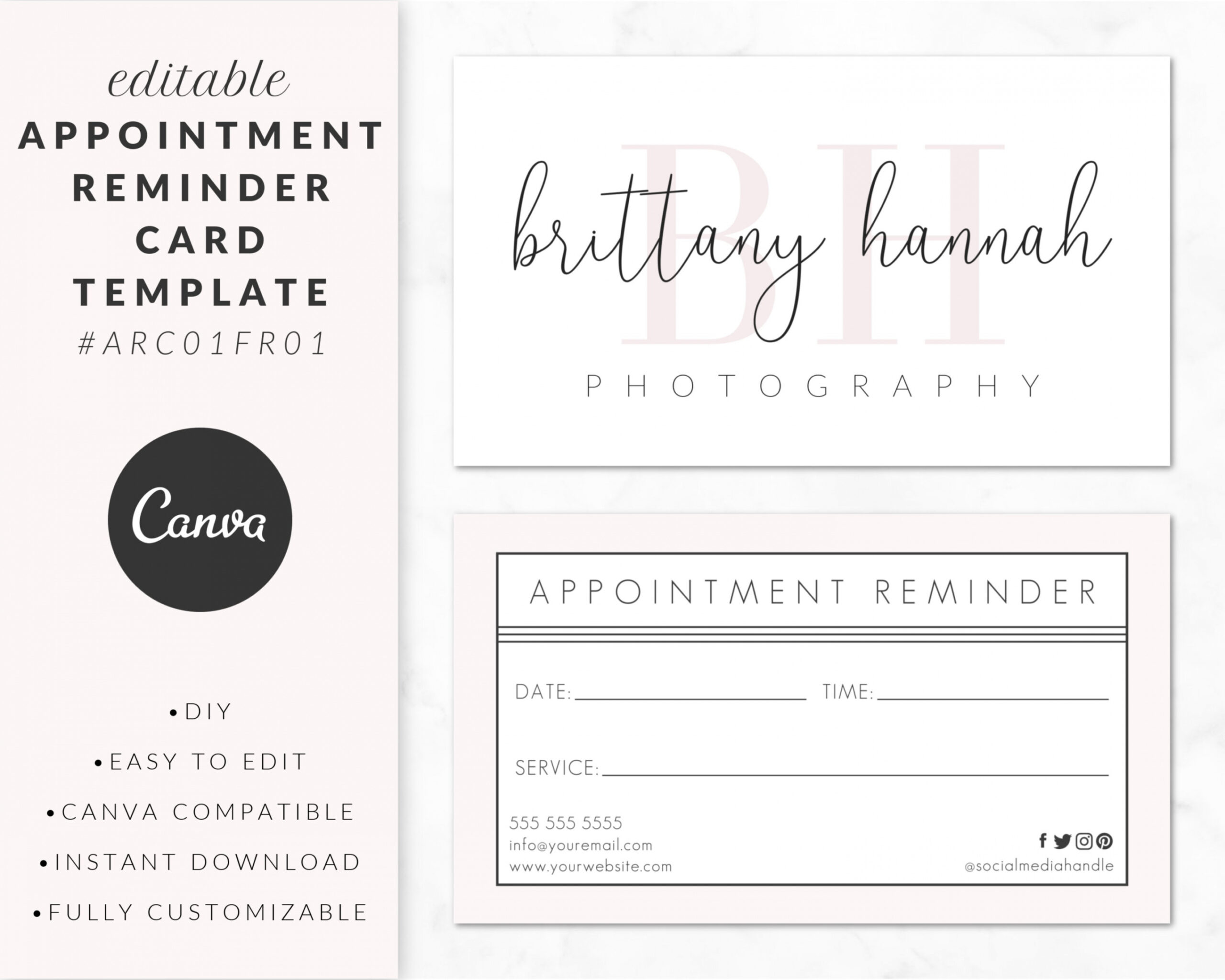 Appointment Reminder Card Template for Canva Editable - Etsy Norway