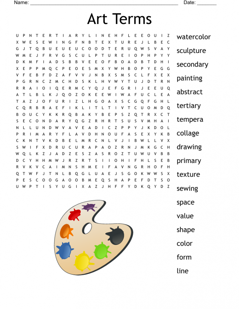 Art Terms Word Search - WordMint