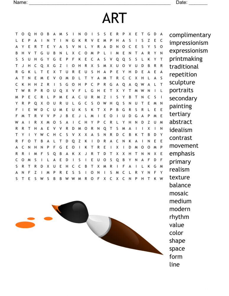 Art Terms Word Search - WordMint