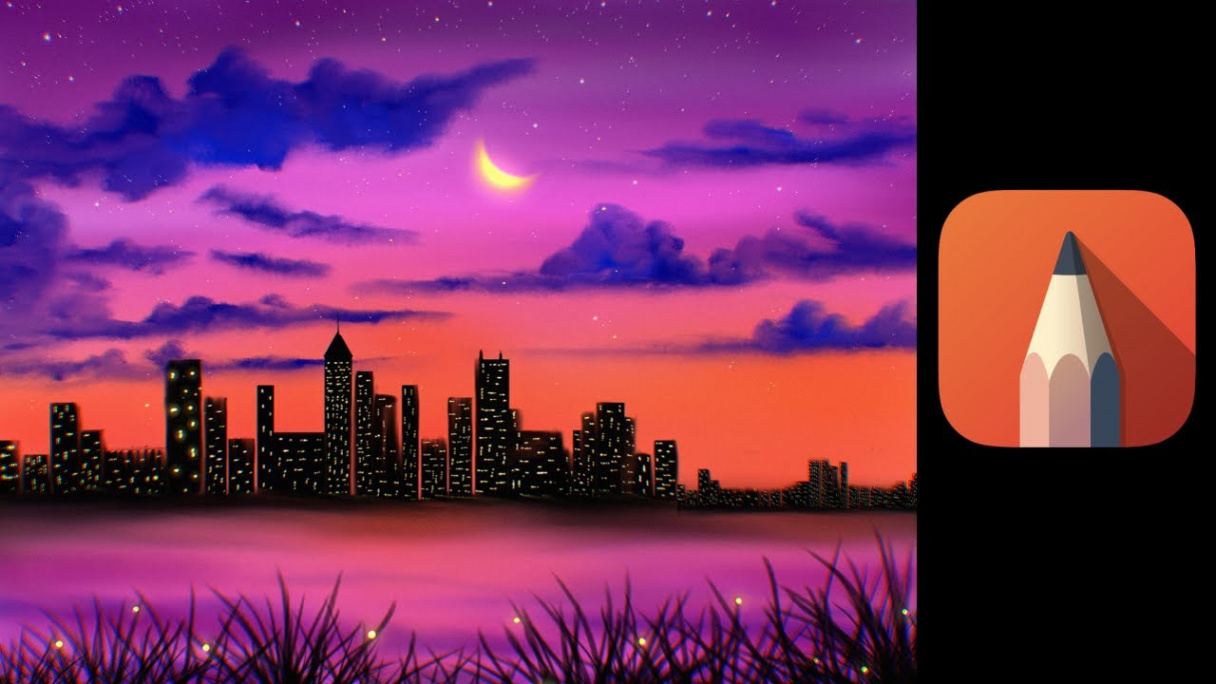 Autodesk Sketchbook - Draw a Aesthetic Sunset in City using iPad  #digitalart #lofi #aestheticart