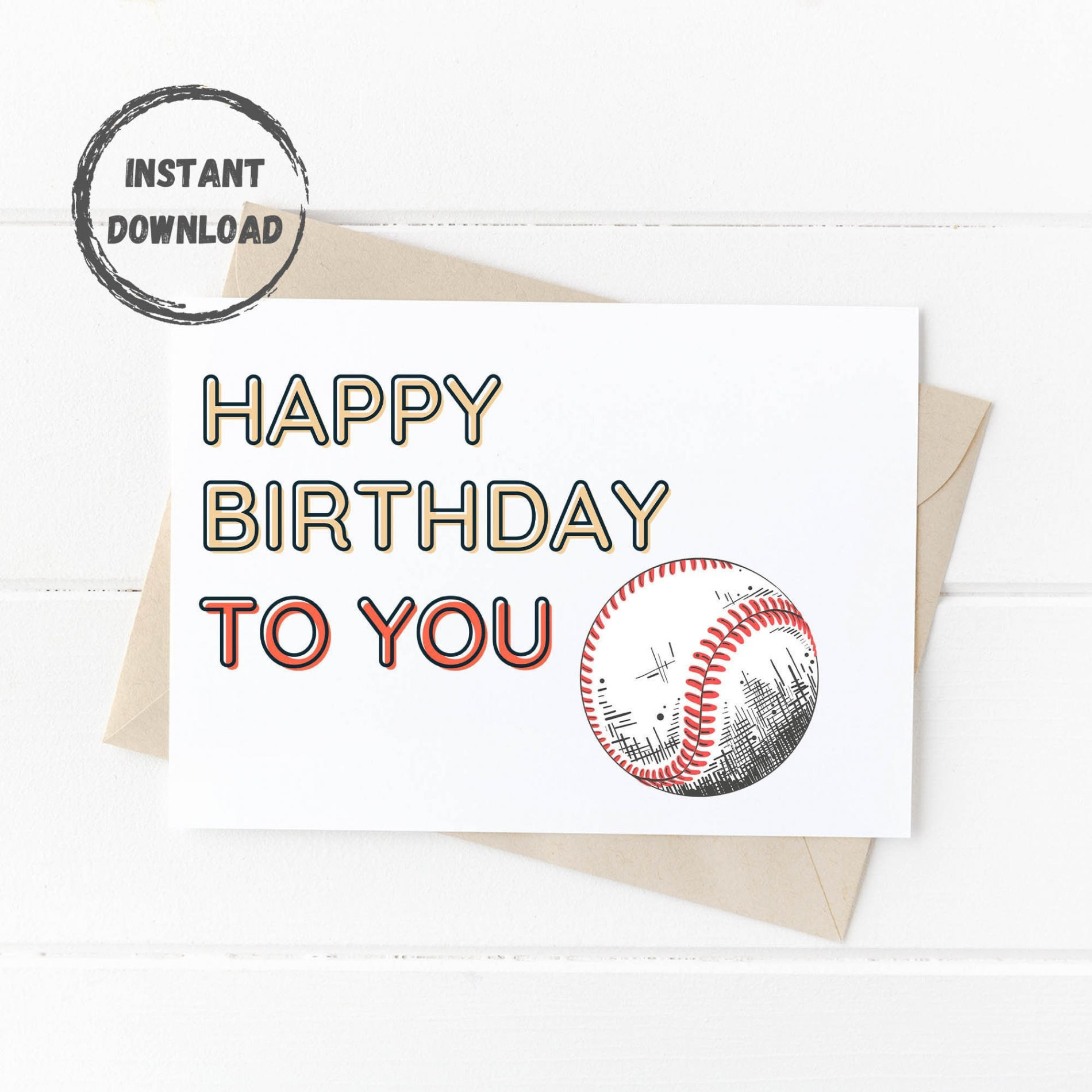 Baseball Birthday Card Printable Greeting Card Digital - Etsy