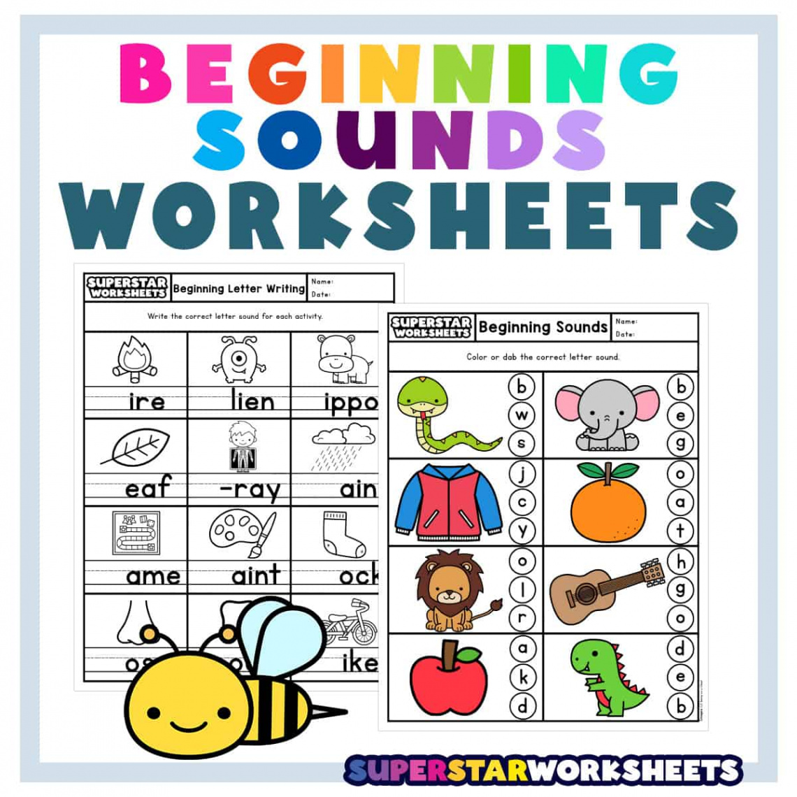 Beginning Sounds Worksheets - Superstar Worksheets