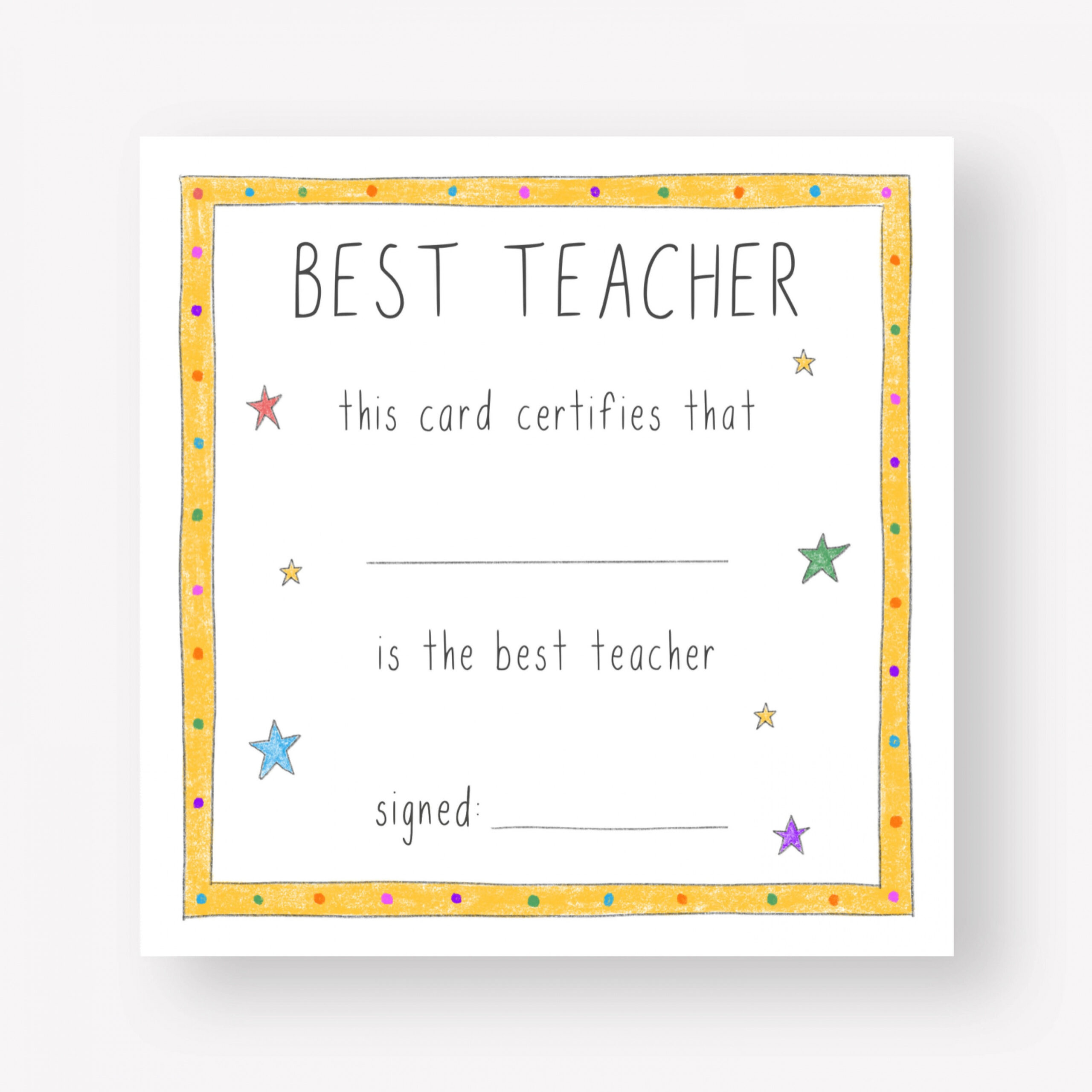 Best Teacher Certificate