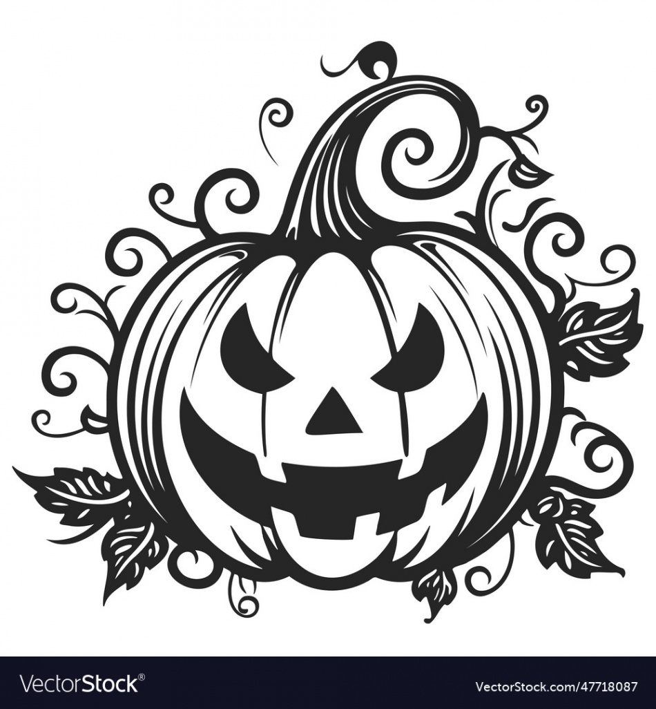 Black and white drawing pumpkin Royalty Free Vector Image