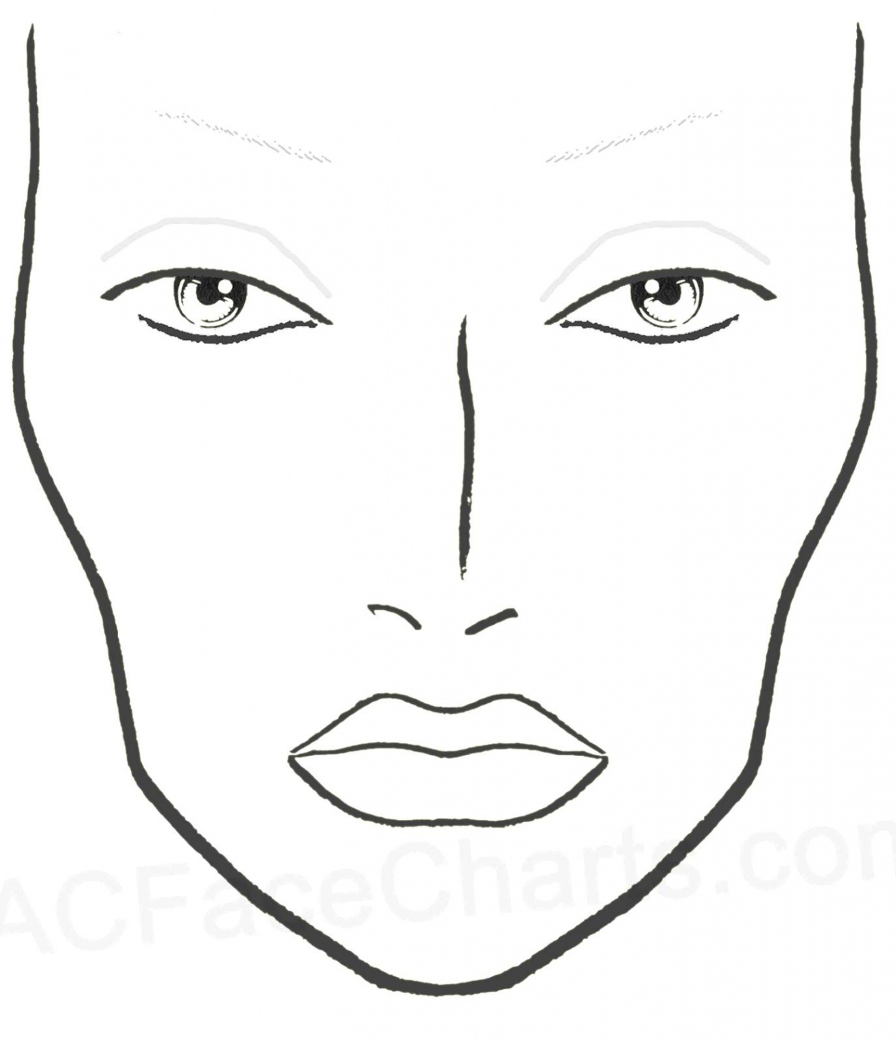 Blank Mac Face Charts Printable Sketch Coloring Page  Makeup face