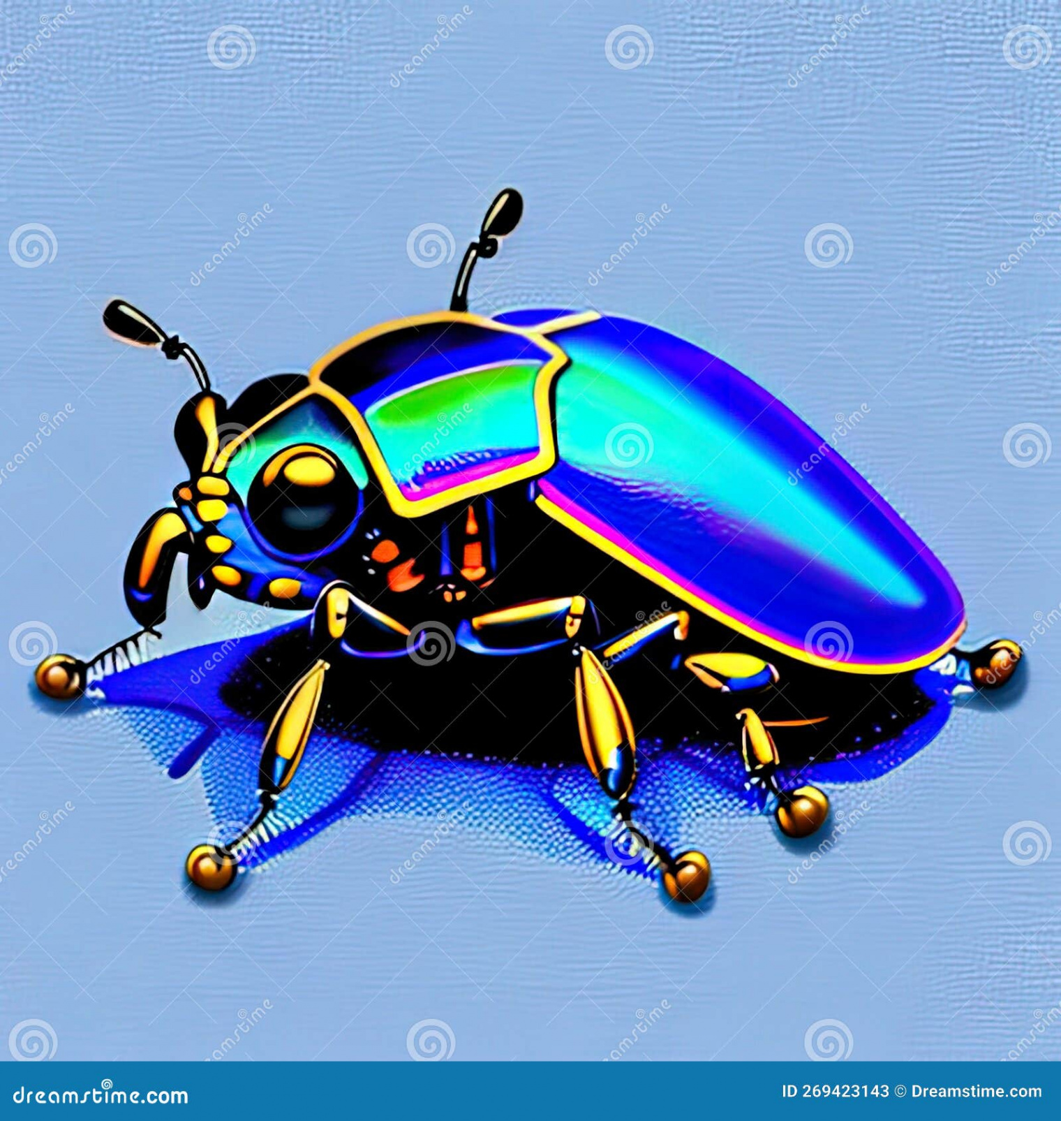 Blue Death Feigning Beetle Animal Style Print Design Logo