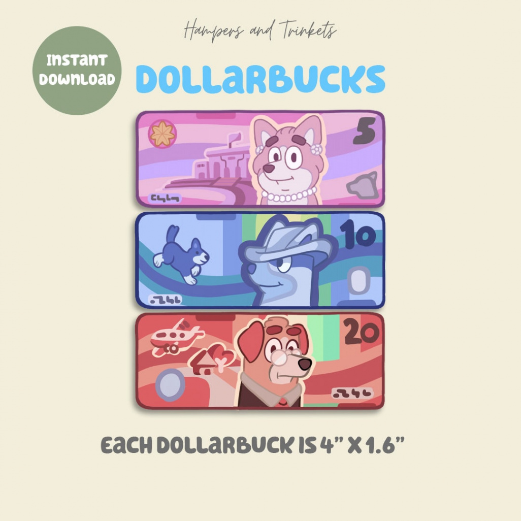 Bluey Party Favour Dollarbucks Digital Download DIY - Etsy