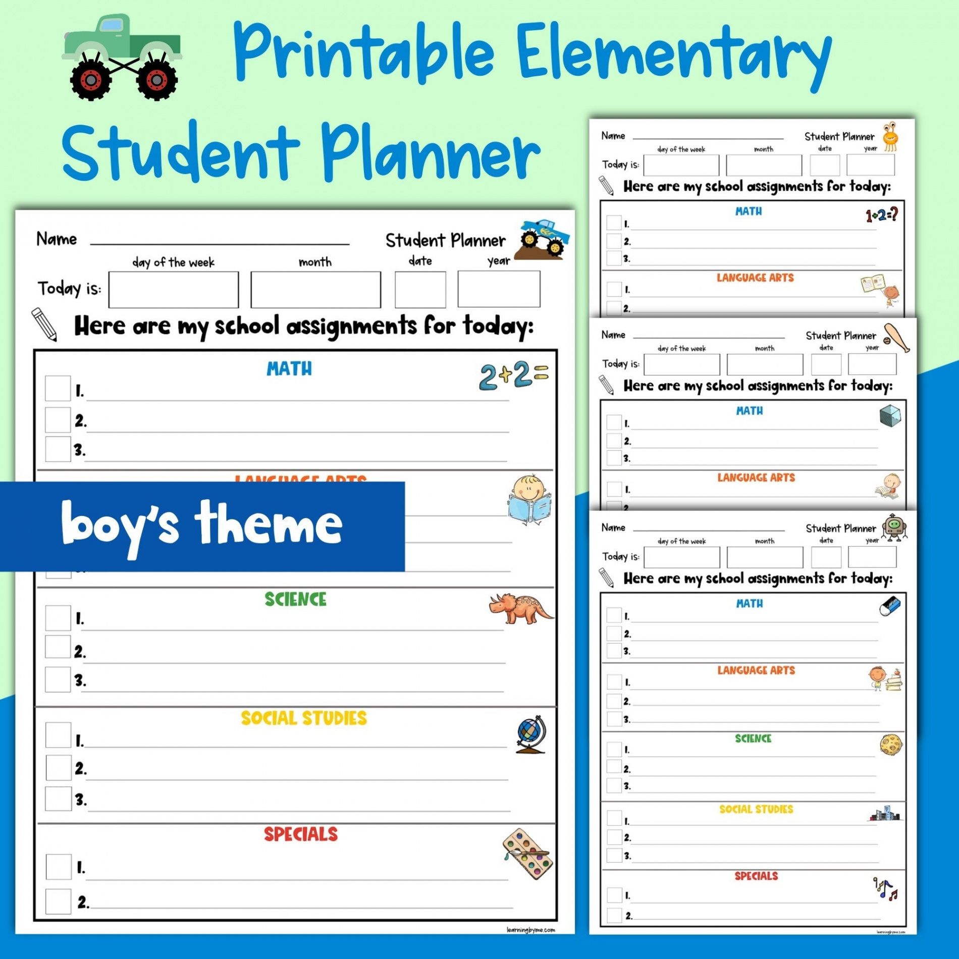 Boy es themed Printable Elementary Student Planner - Etsy