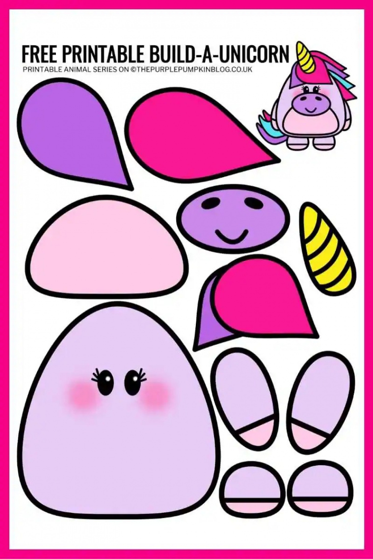 Build A Unicorn / Free Printable Paper Unicorn Template