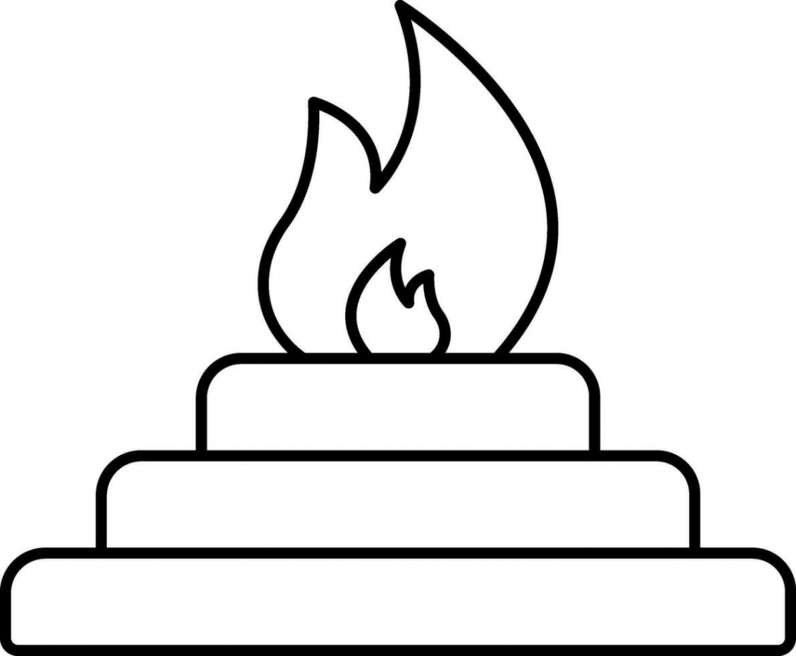 Burning Yagna Icon In Black Line Art