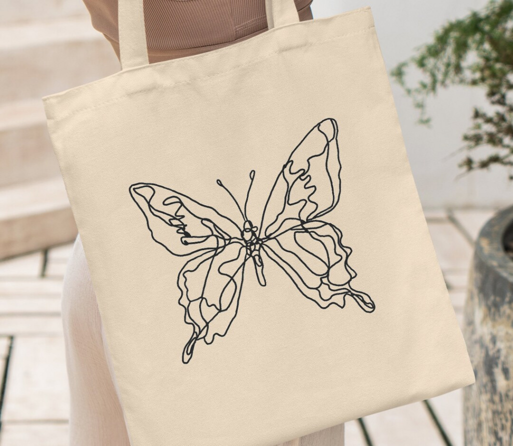 Butterfly Tote Bag Line Art Tote Bag Moth Tote Bag - Etsy