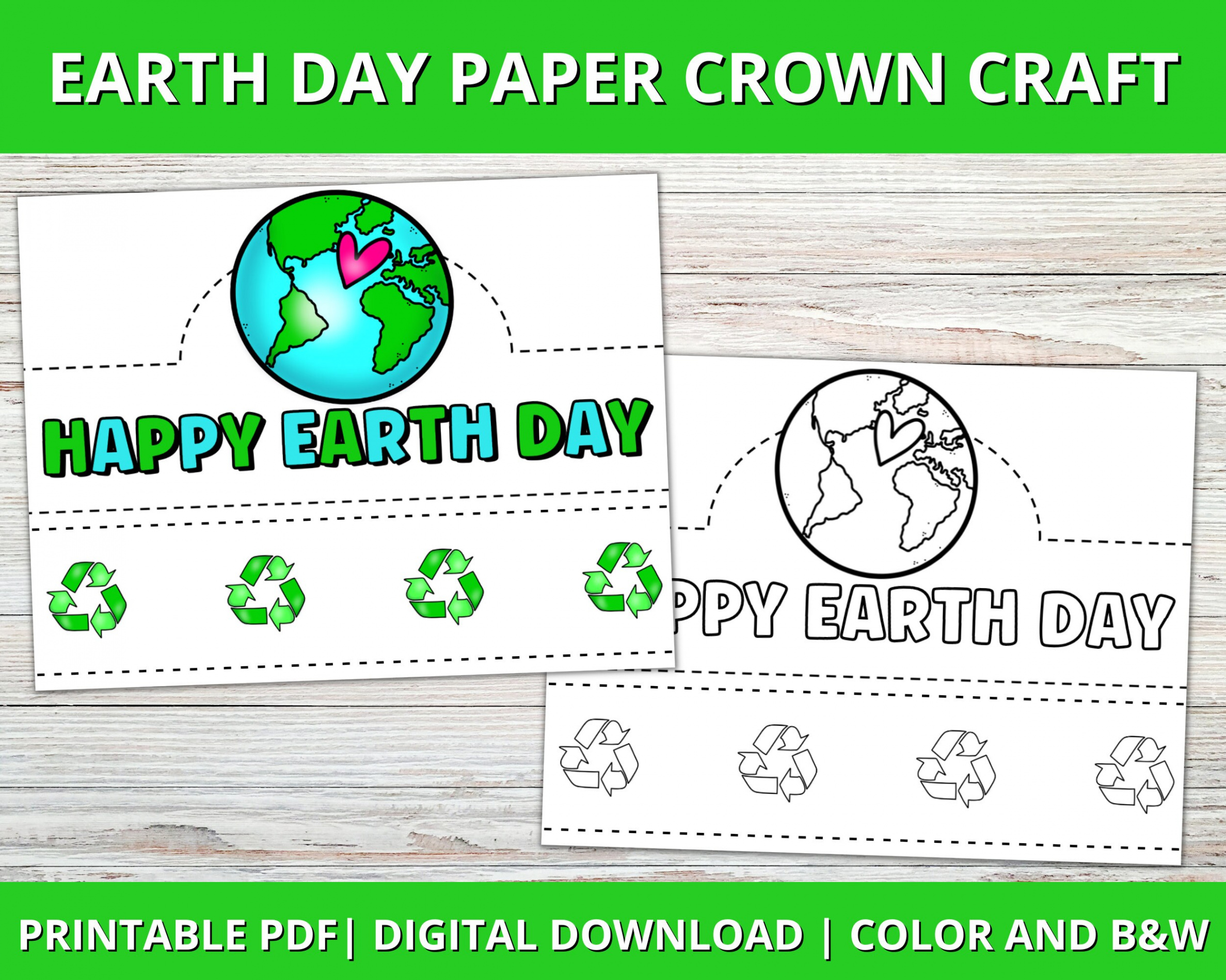 Buy Earth Day Paper Crown Activity Printable Earth Day Headband