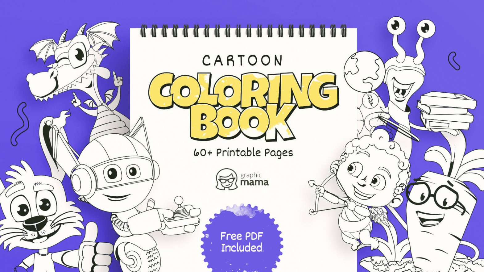 Cartoon Coloring Book: + Free Printable Pages PDF by GraphicMama