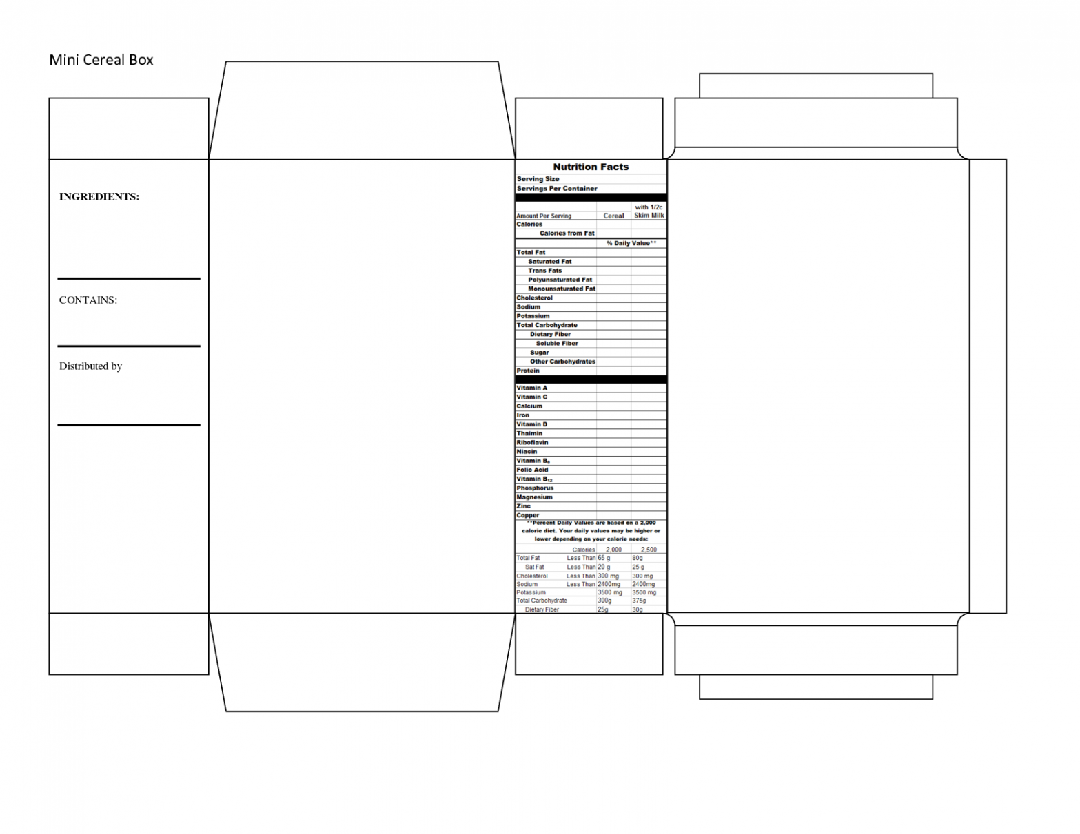 Cereal Box Template  scope of work template  Box design