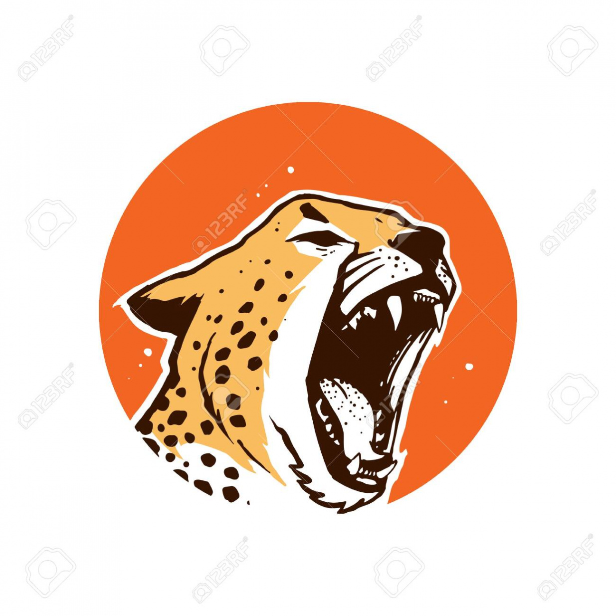 Cheetah Roar With Hand Draw Style Royalty Free SVG, Cliparts