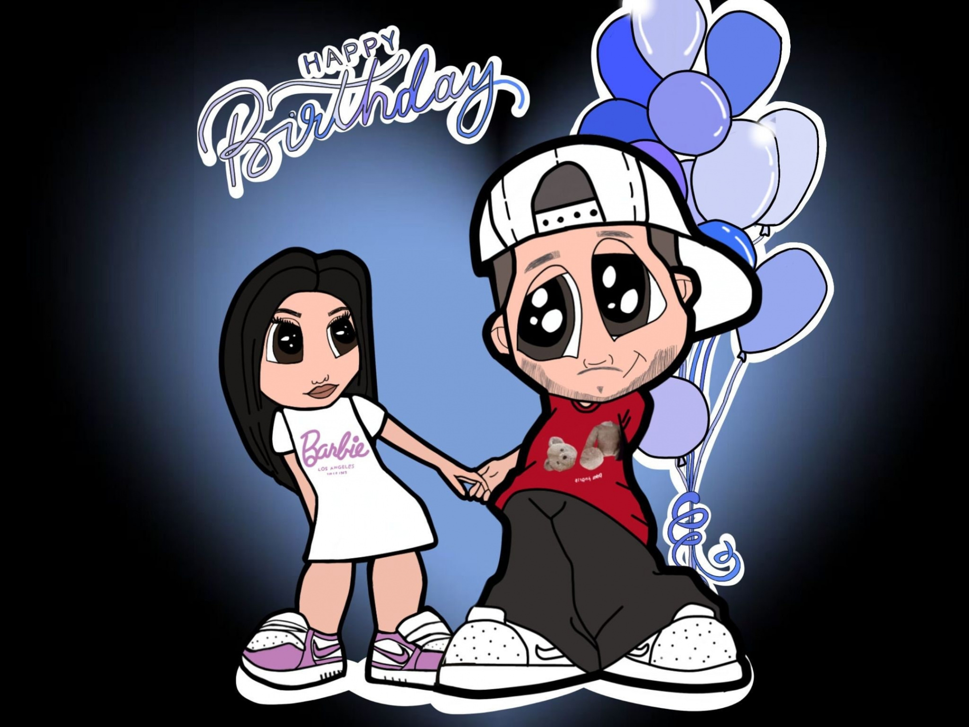 Chicano Couple Drawing Yk, Customized Couple Illustration, Couple