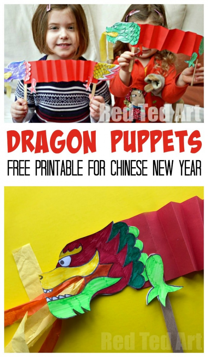 Chinese New Year Craft: Dragon Puppet Printable