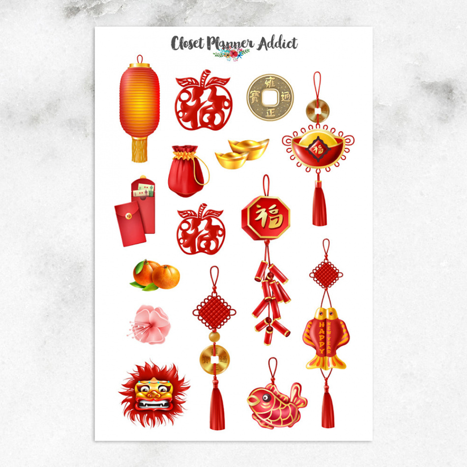 Chinese New Year Planner Stickers  Lunar New Year Stickers (S-)