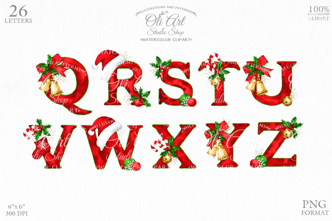 Christmas Alphabet. Sublimation of the alphabet