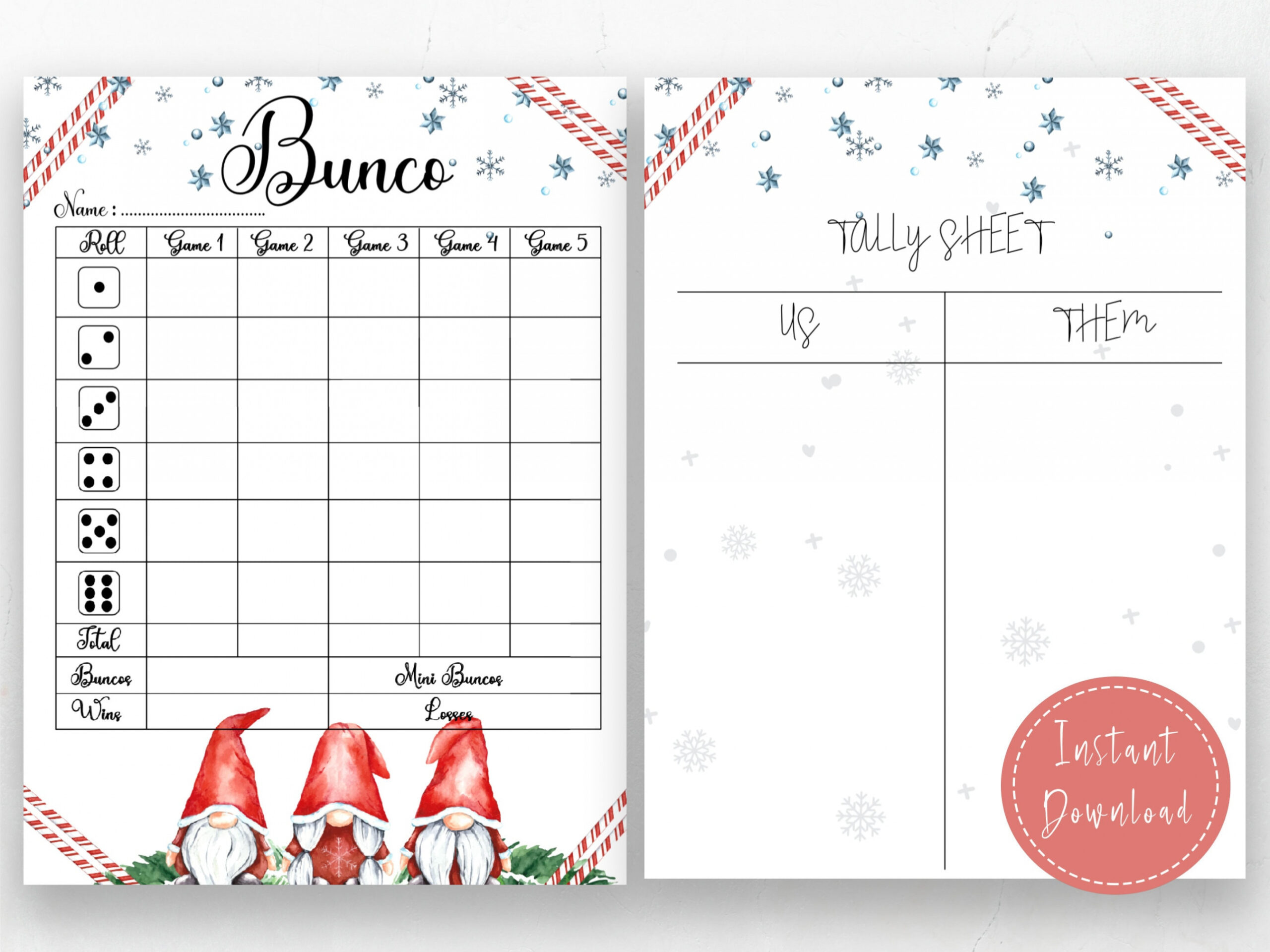 Christmas Bunco Score Card Bunco Scoresheet Bunco Score - Etsy