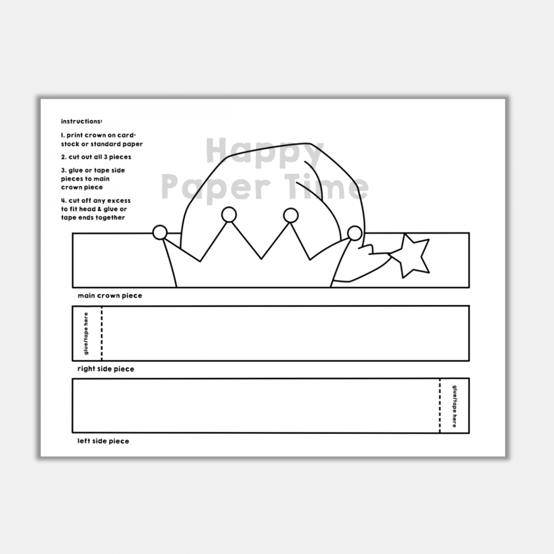 Christmas Elf Paper Hat Printable Coloring Craft Winter Christmas Activity