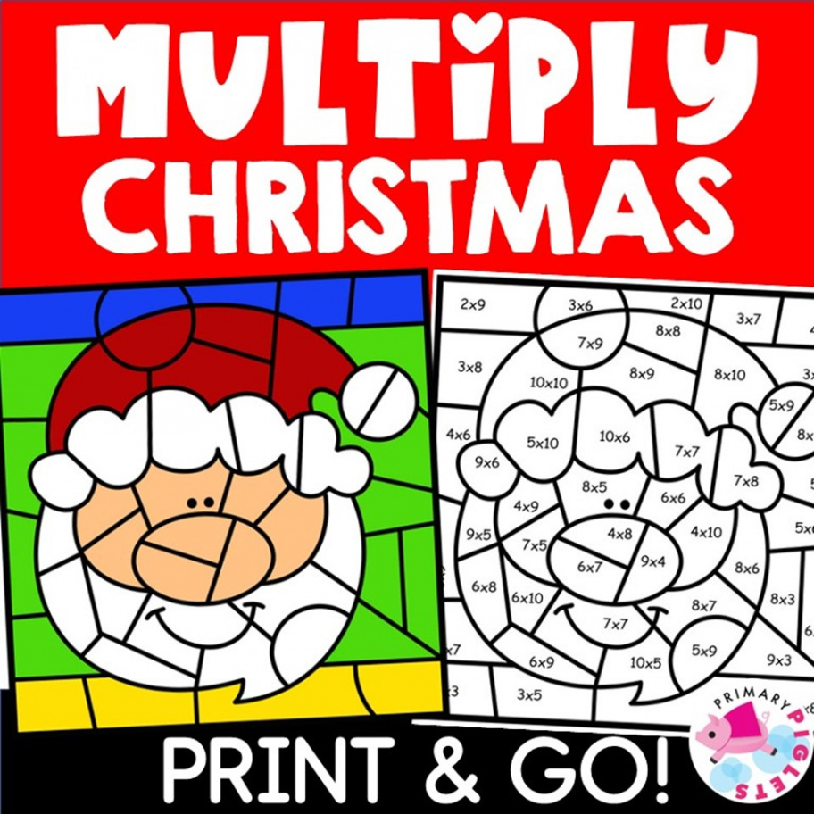 CHRISTMAS MULTIPLICATION COLOR BY NUMBER CODE WORKSHEETS  Made By