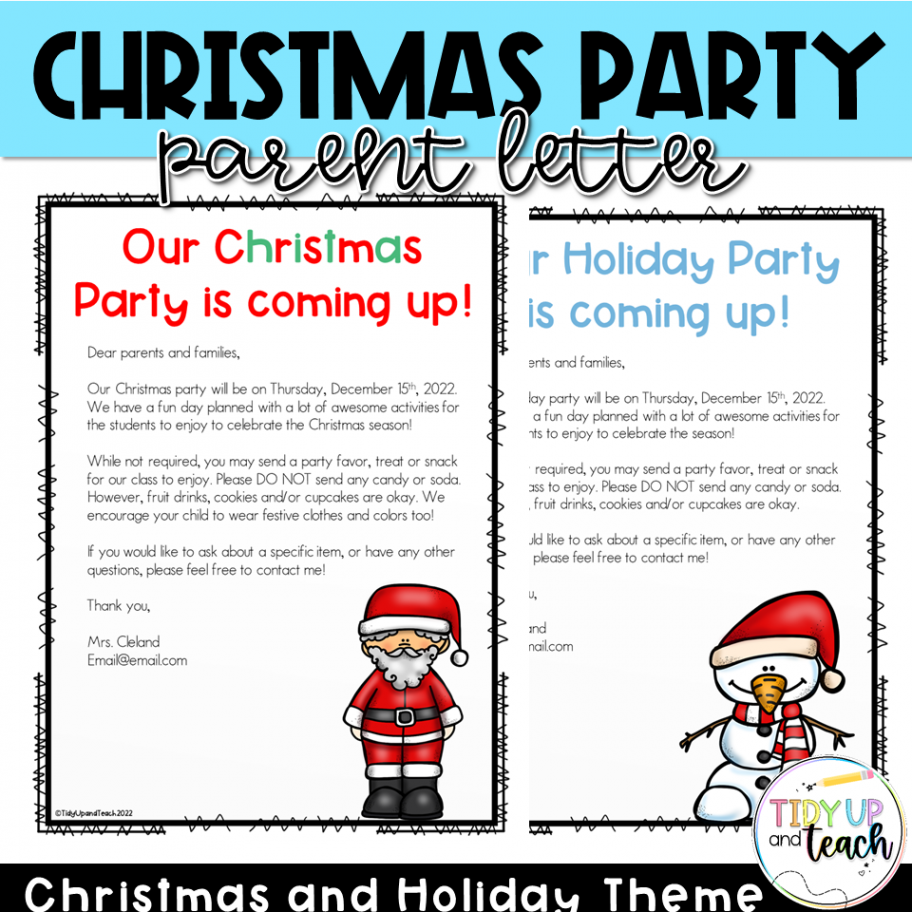 Christmas Party Letter for Parents  Made By Teachers