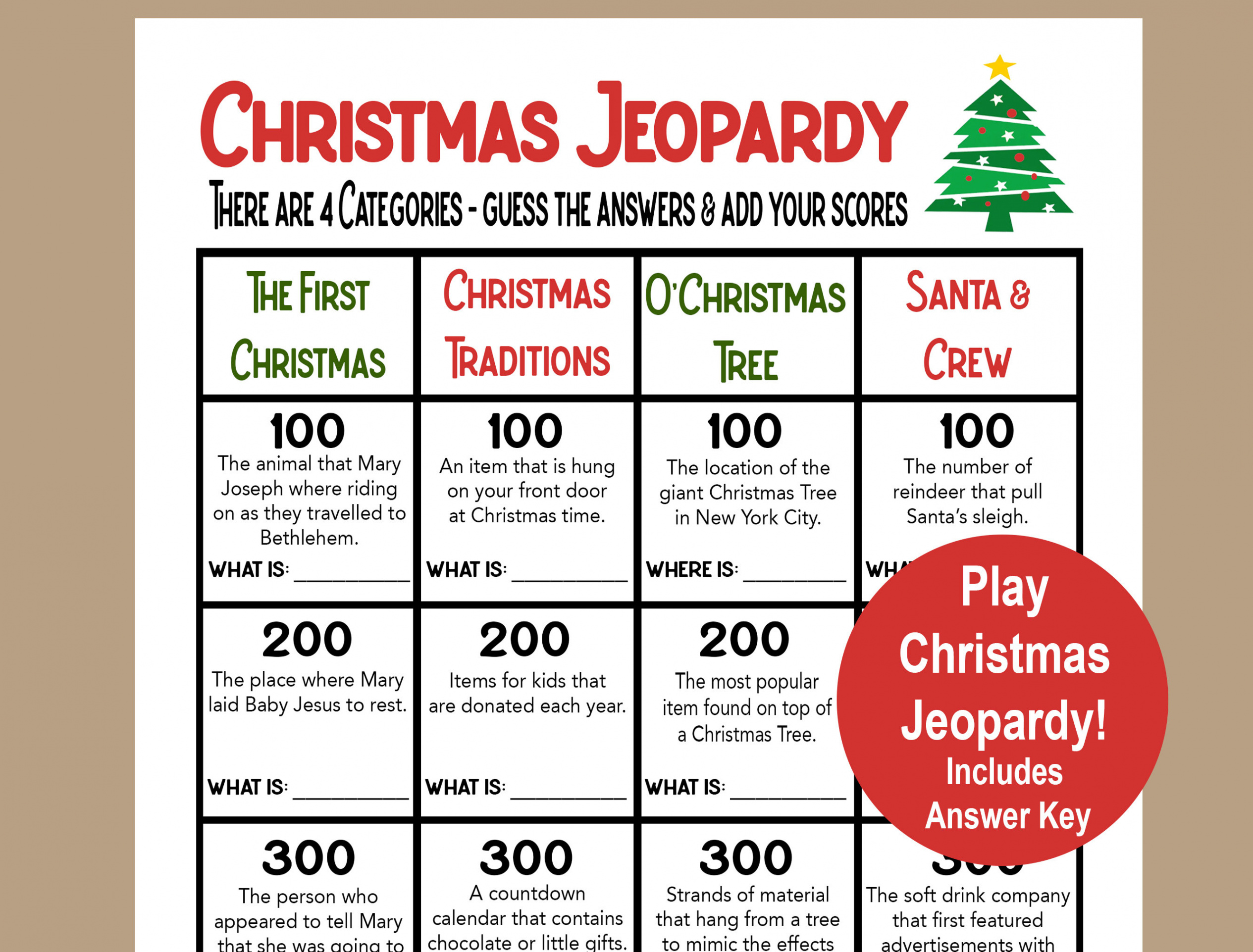 Christmas Trivia Game Christmas Jeopardy Christmas Seniors - Etsy