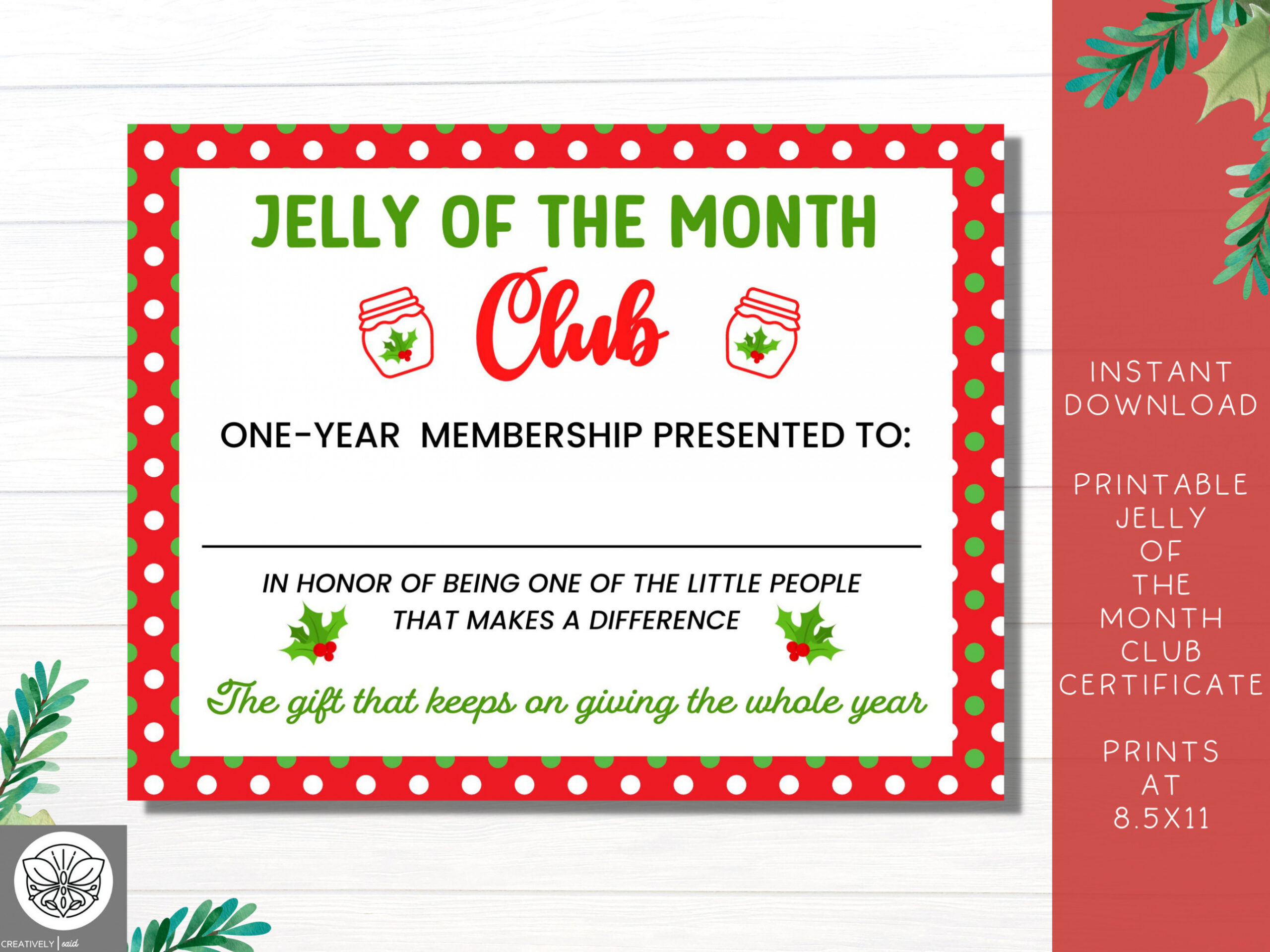 Christmas Vacation Jelly of the Month Club Certificate - Etsy