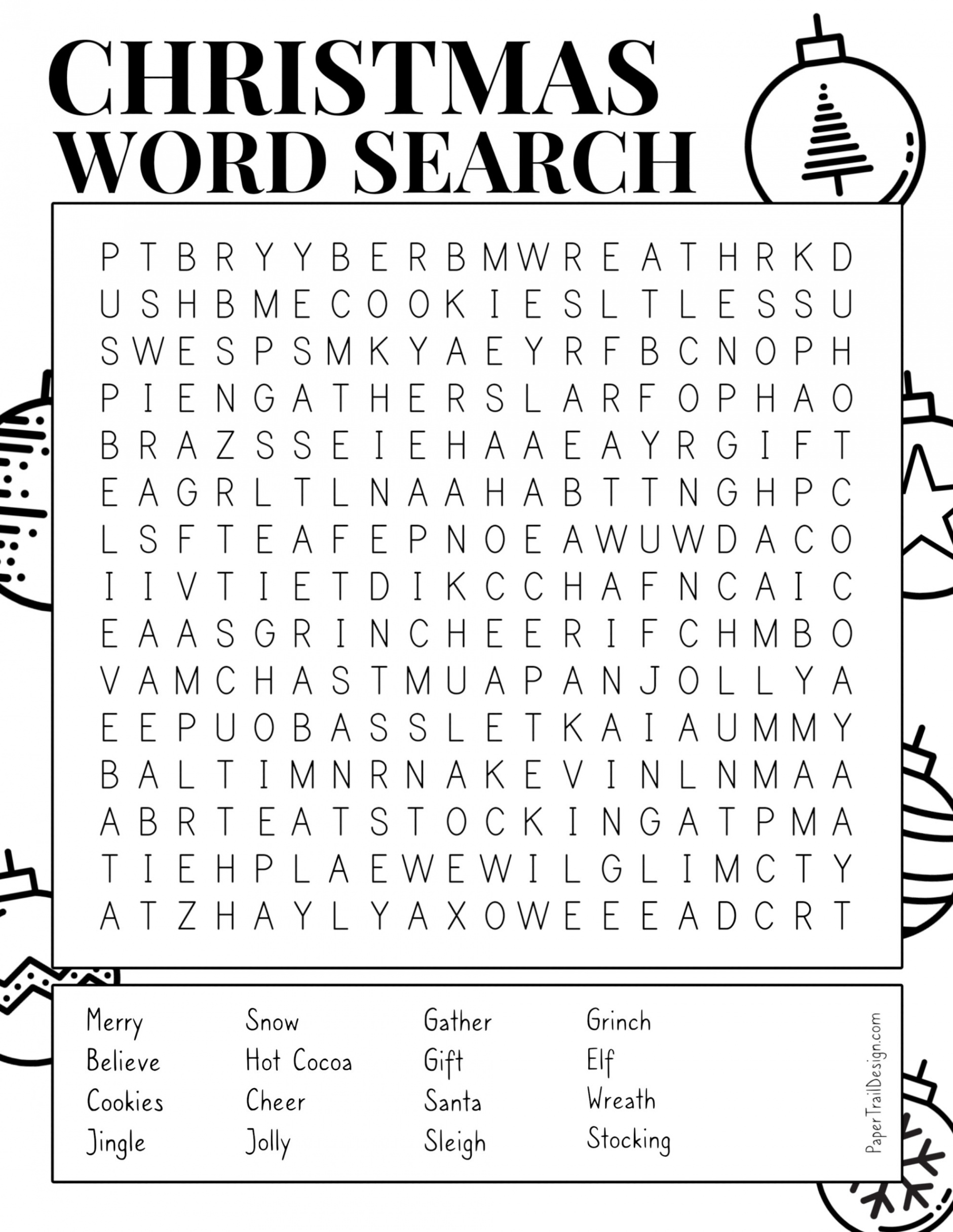 Christmas Word Search Printable - Paper Trail Design