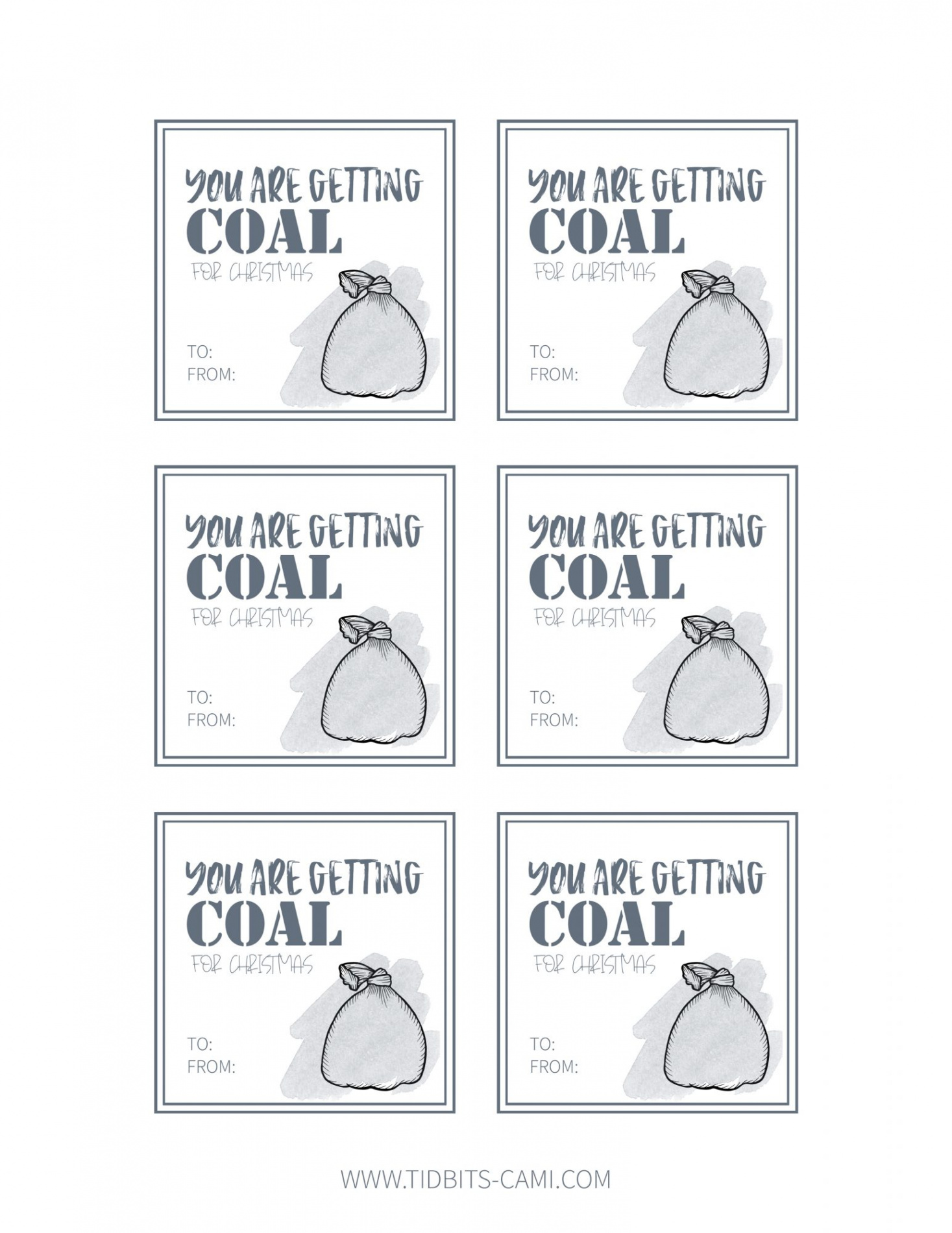 Coal for Christmas" FREE Printable Gift Tag - Tidbits