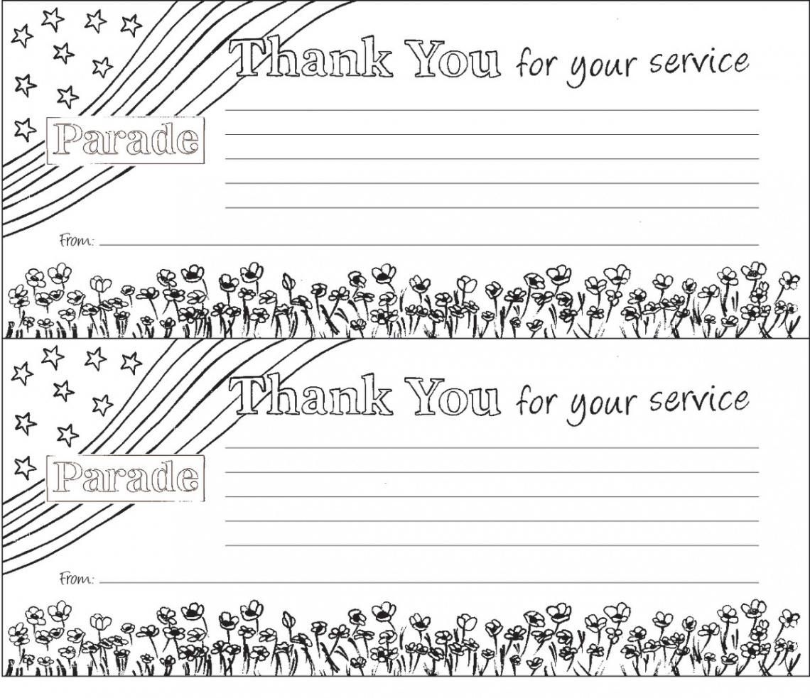 Color a Free Downloadable Veterans Day Thank You Note or Make a